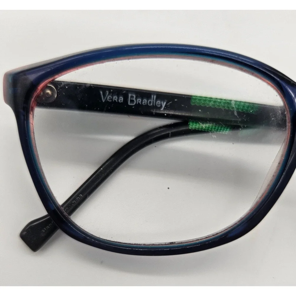 Vera Bradley Eyeglasses Frames Blue Floral Patterned Arms Womens Optical Glasses